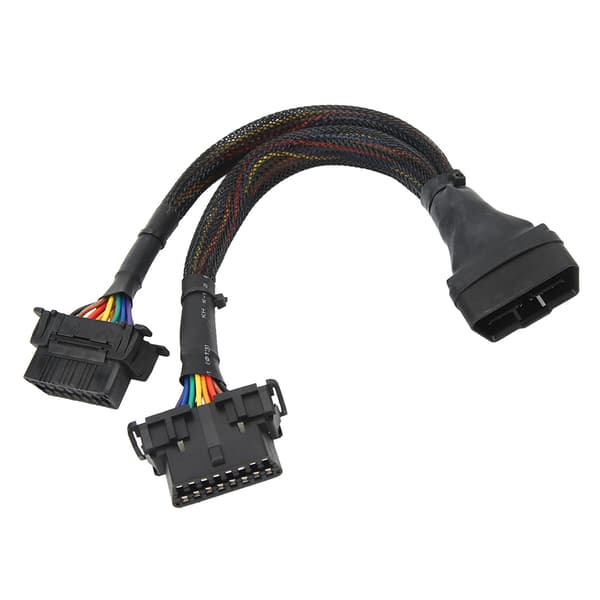 1 I 2 OBD2 forlængerkabel 16Pin 30 cm længde han til dobbelt hun diagnostisk adapterkabel