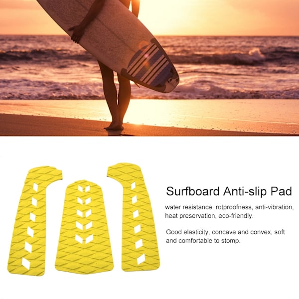 EVA Anti-slip Stomp Pad med firkantede huller til Surfboard Shortboard Longboard Skimboard (gul)