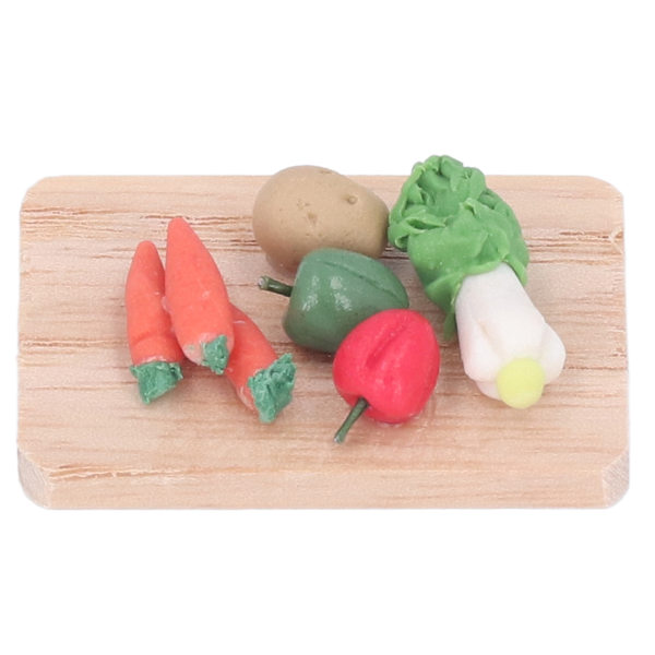 1:12 skala dockhuskål morot potatis modell skärbräda miniatyr lera grönsaker dekoration