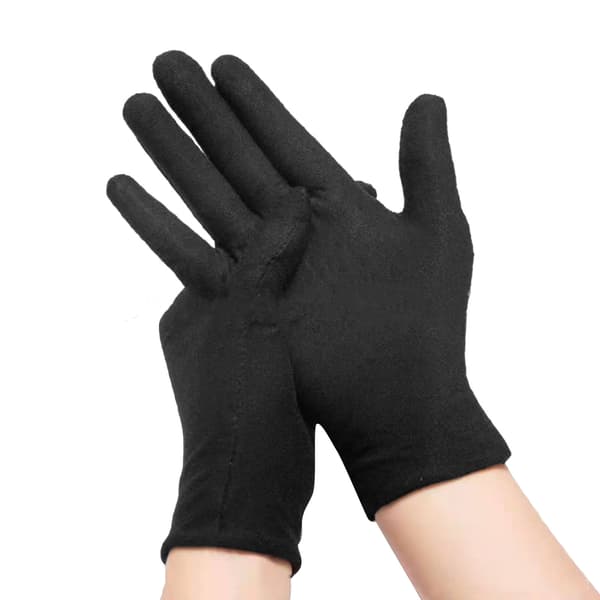 12 Par Cotton Handsker Polyester Bomuld Tykkere Svedabsorberende Smykke Handsker til Kørsel Fabrik Sort