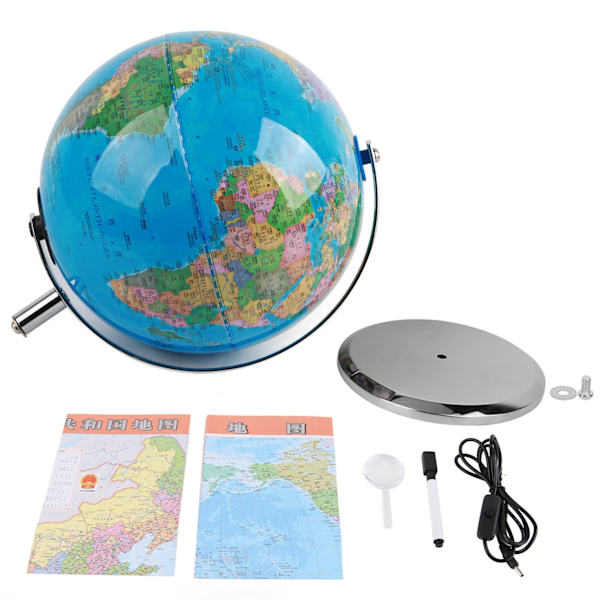 20CM Globe Undervisningsmateriell Skrivebordsdekor Pedagogisk leke med LED-lys20-konstellasjoner med lys og metallbunn