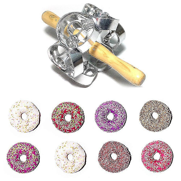 Form Revolverende Donut Skærer Maker Form Kage Dej Metal Bage Rulle Køkkenredskaber Gadgets Tilbehør Let At Bruge Lang