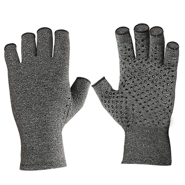 Breathable Arthritis Compression Half Finger Gloves - Non-slip Nursing Gloves (XL)