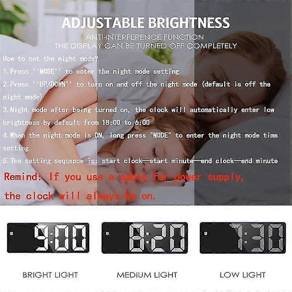 Digital LED-klocka kompatibel med sovrum, elektronisk skrivbordsklocka med temperaturvisning, liten klocka blå