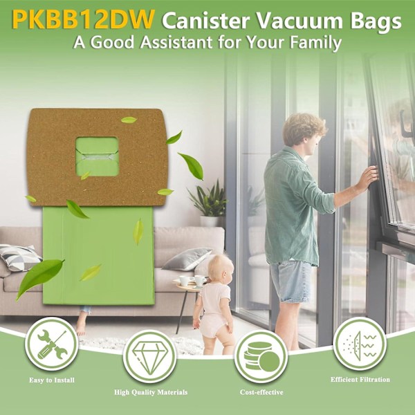 10 st för PKBB12DW Typ BB Kompakt Behållare Dammsugarpåsar Ersättning för Oreck XL Buster B Behållare Handhållen Dammsugare BB180 BB280 BB850 BB870 BB
