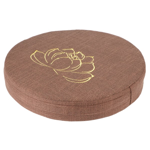 Broderi Linnekudde Förtjockad Rund Halm Yogamatta Hemma Balkong Sittdyna Brun #1