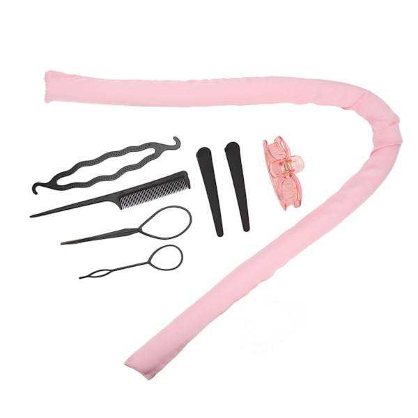 10 st Värmelösa locktång Pannbandsklämmor Kam Pull Hårnål Bomull DIY Curls Rullar för sovande Rosa