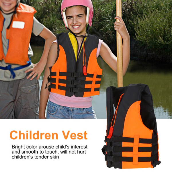 Lasten pelastusliivit lasten turvatakki pillellä uintiveneilyyn koskenlaskua varten (oranssi)