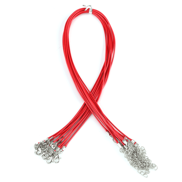 Justerbart halskjede vokstau snorstrengsett - 10 stk for DIY-smykker red