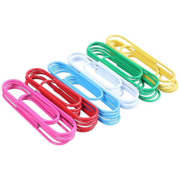Super Gemensamma Pappersklämmor Vinylbelagda, 30-pack 10 cm Blandade Färger Jumbo Pappersklämma Hållare, Flerfärgade