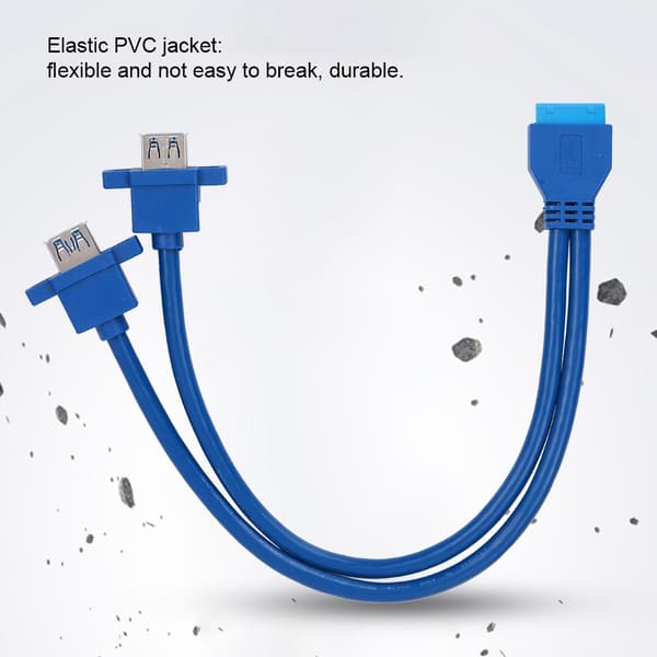 USB3.0 19PIN TIL 2AF Front Motherboard Panel Monteringskabel med Skruehul (0,3 m)