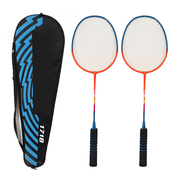 Badmintonracketset i lättviktsjärnlegering, enstaka racketar med förvaringsväska för nybörjare
