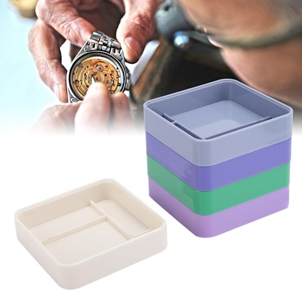Dammtät watch i plast Skruvförvaringslåda Watch för urmakare