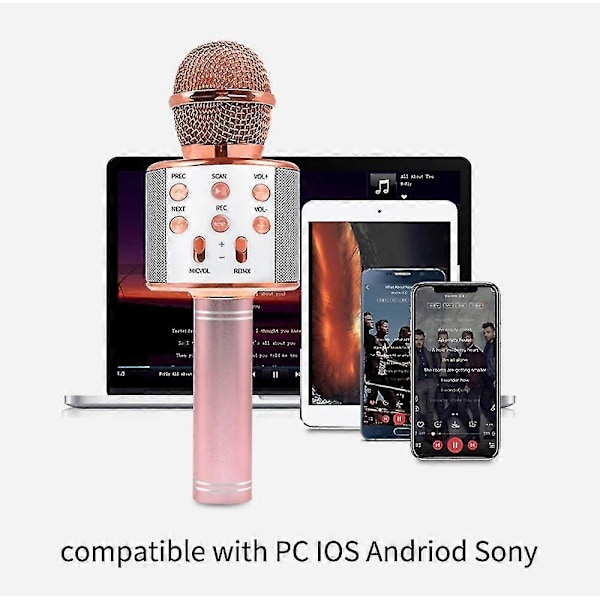 WS858 Bærbar Bluetooth Karaoke Mikrofon Trådløs Professionel Højttaler Hjemme KTV Håndholdt Mikrofon (Rose Gold)