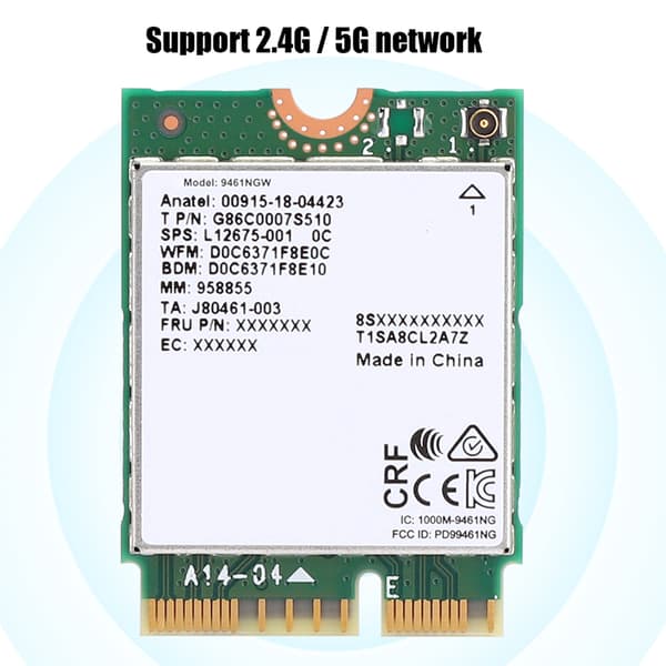 Trådlöst nätverkskort för Intel 9461NGW M.2-gränssnitt 433 Mbps Stöd för Bluetooth 5.0