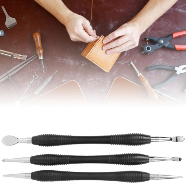 3kpl Carving Printing Tool Nahkainen askartelulusikka Stylus Tool Set Kit Stationary Craft Collection
