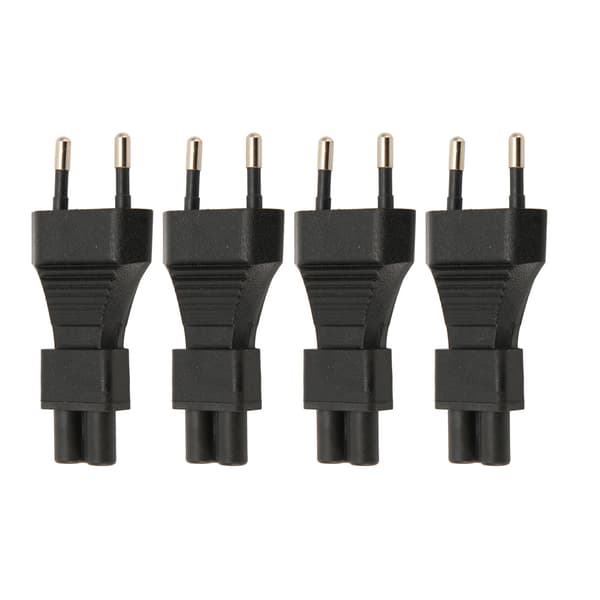 4 stk. EU-stik han til IEC320 C5 strømadapter 2,5A 250V Plug and Play strømstikadapter EU-stik 100‑250V