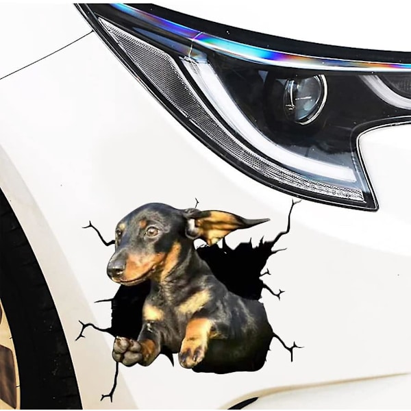 1kpl, 3D-koiratarrat, hauska halkeileva koira vinyyliauto tarra, auton ikkunatarrat eläinten sähköstaattiset halkeamatarrat
