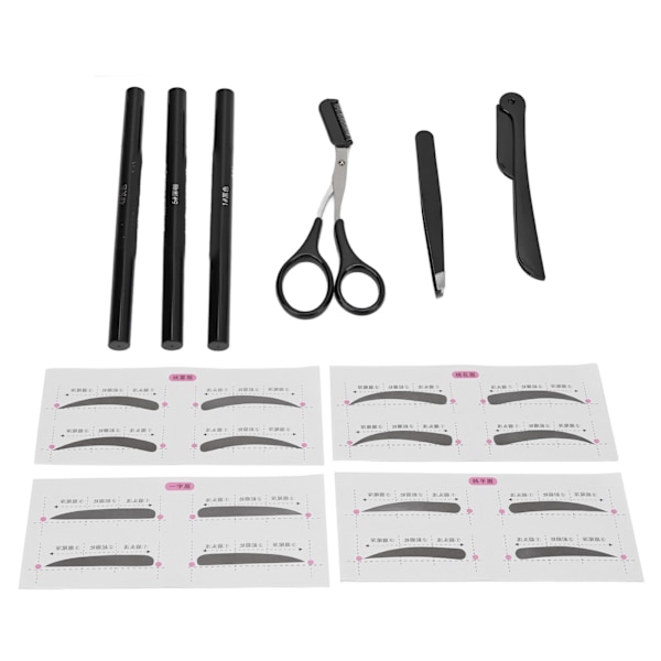Ögonbrynsvårdskit Professionellt bärbart ögonbrynshyvelsax Pincett Brow Pencil Card Set