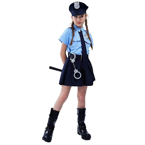 Poliskostym för flickor, Halloween Cosplay, 6-7 år