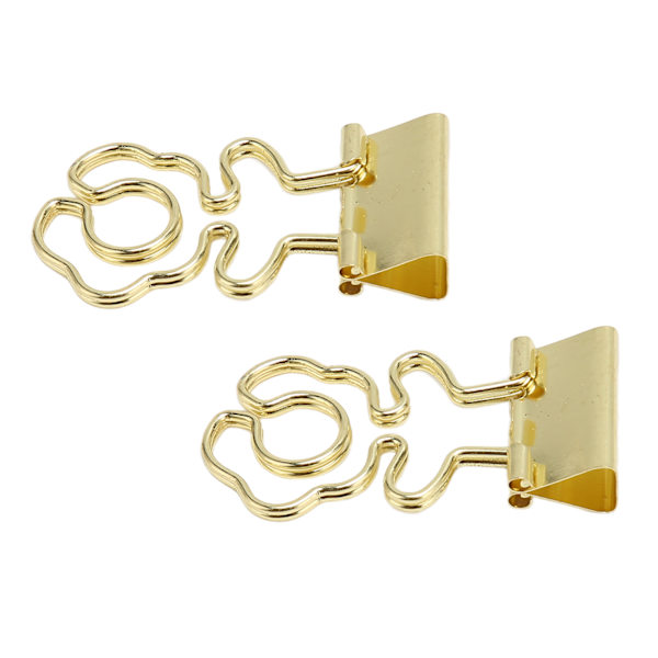 100 stk. Mini Binder Clips Blomsterform Stærk Klemmekraft Metal Lang Hale Clips Kontorartikler Guld