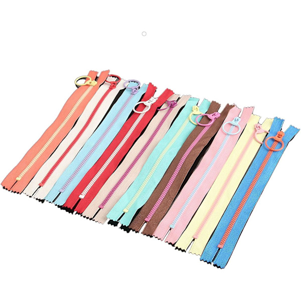 10-pack hartsdragkedjor med metallringavdragare i slumpmässig färg - 30 cm