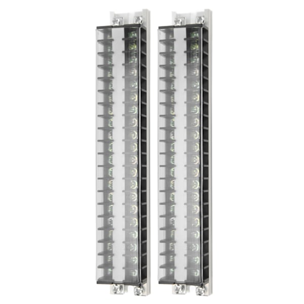 2stk Dual Row Terminal Strip 660V 15A 10 Posisjoner Terminal Barrier Strip med deksel T1520
