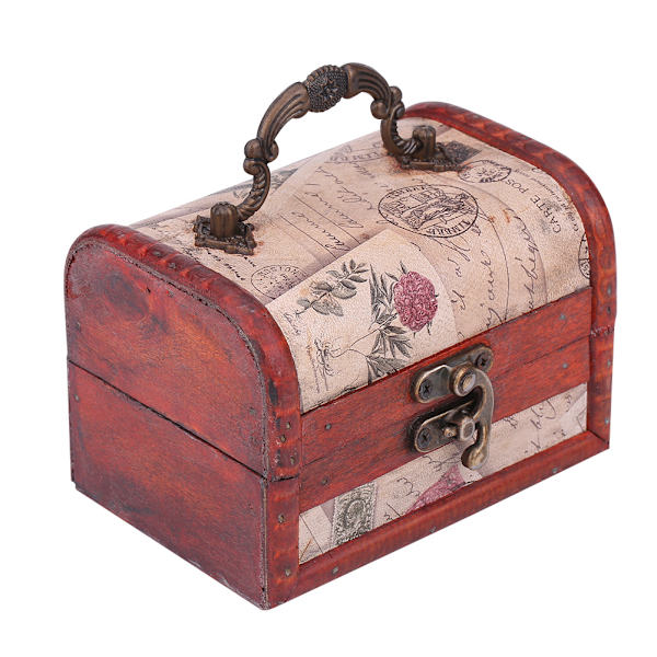 Klassisk trä smycken halsband armband förvaringsbox bröstet case hållare Organizer