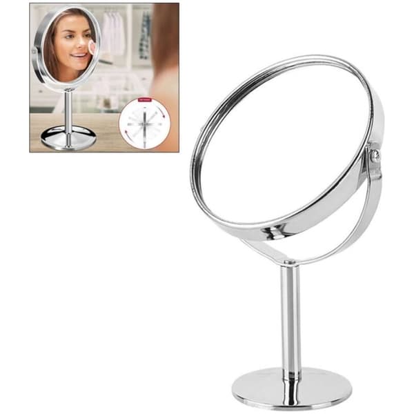 Forstørrende makeup-spejl med LED-lys, dobbeltsidet drejespejl til badeværelset