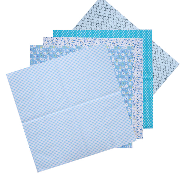 2 Set Bomullstyg Slättväv Trycktyg DIY Sömnad Quiltning PatchWork 5 Färger 50x50cm (Blå)