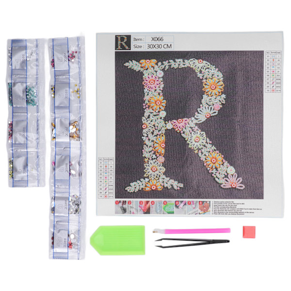 Strassmålning Occident Style Lucky Letter R Mönster DIY Göra avkopplande Intressant Strasskonstmålning
