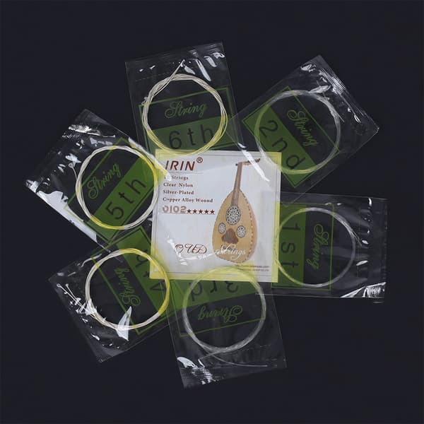 Klar Nylon Silverpläterad Kopparlegering Oud Strings Set Ersättningstillbehör (12 strängar)