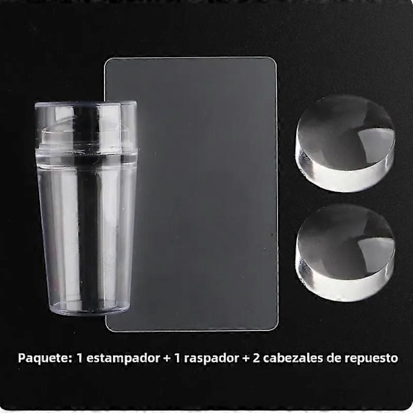 Klar Negle Stamper med 2 stk. Silikone Hoveder til Fransk Negleprint, Neglekunst, Manicure