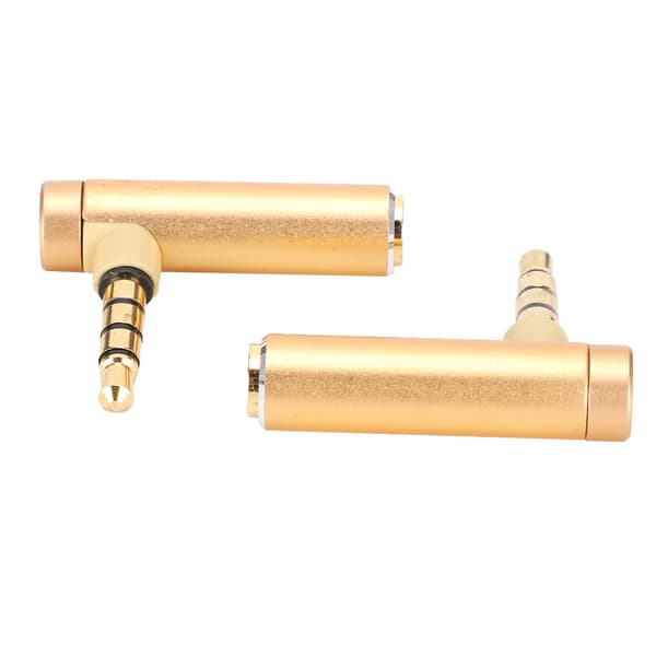 2 stk. 3,5 mm hann til hunn lydadapter Rettvinklet stereohodetelefonkabel Jack Plugg Gull