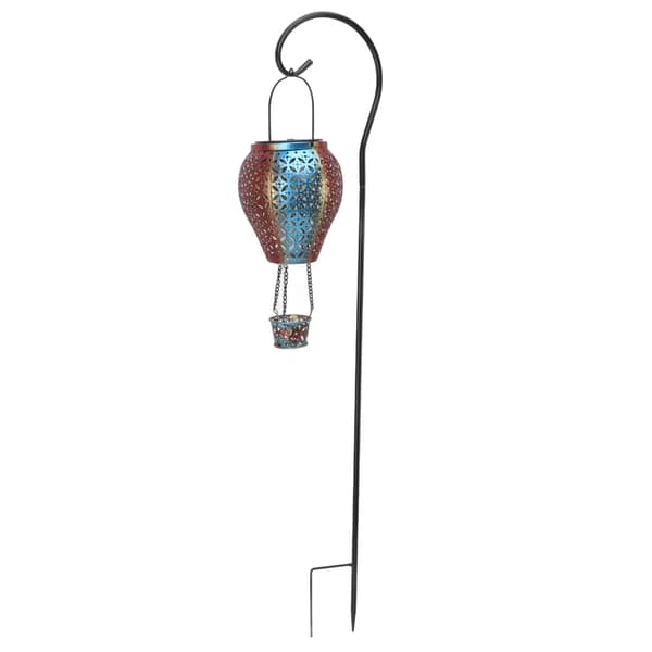Hængende solcellelanterne retro udhulet ildballon stil varm romantisk have solcellelampe til udendørs camping baghave