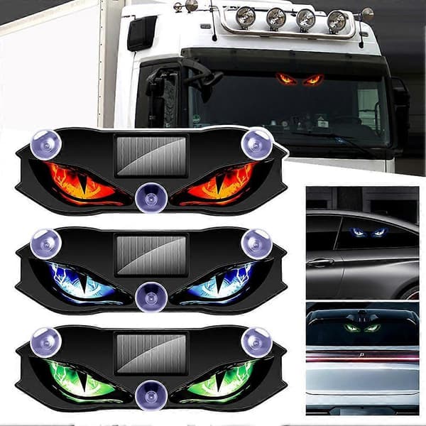 Solar Car Devil Eyes LED-lys, Trådløs Dynamisk Omgivende Bilinteriørlampe, Ingen Kabling Sugekoppinteriør for Lastebil, Bil, SUV