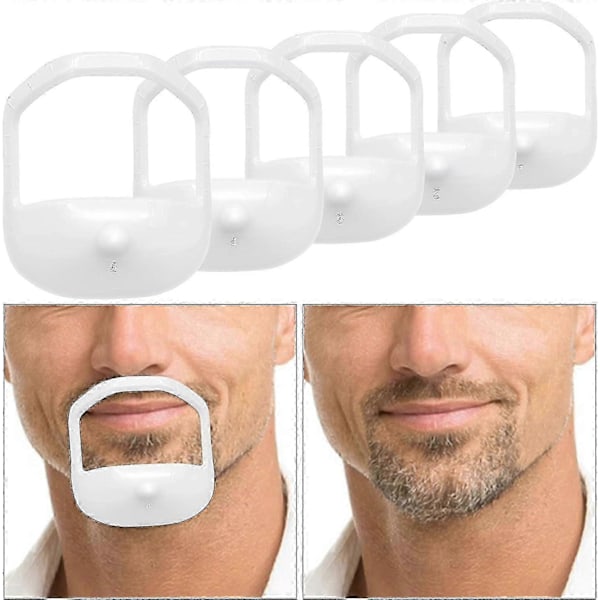 5 st Skäggformare Getmustasch Trimmer Verktyg Ansiktshår Styling Mall För Män Vit