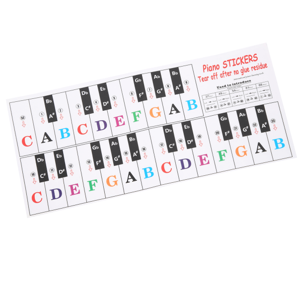 Piano Key Stick Elektronisk orgel Universal Keyboard Gjennomsiktig notasjon Selvklebende