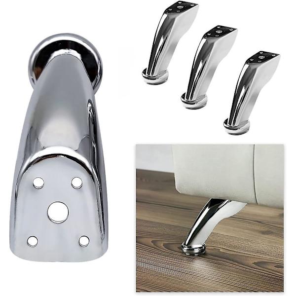 4 stk. møbelben, kromjernben, skrå sofa ben, sofabord ben, skrå bordben, til sofaer, stole, skamler