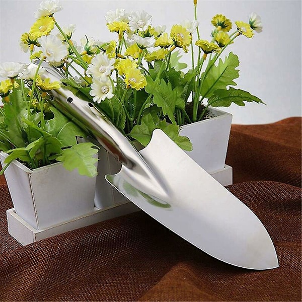 Blomsterspade Hagearbeid for Omplanter Universalspade for Planting og Omplanting i Hagen og på Balkongen 27X8cm Sølv