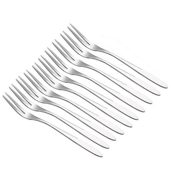 Rustfrie gafler, Escargot-gafler 2-tanns smaksgafler for forretter, bærbare cocktail-, salat- og fruktgafler for reise og fest, 12,7 cm (10 stk)