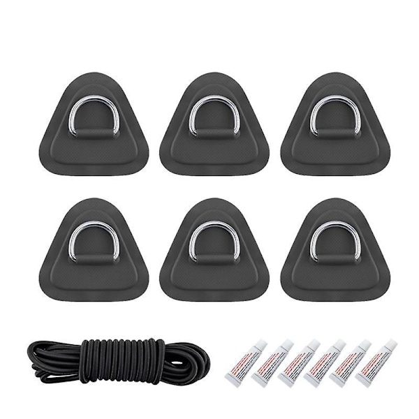 1 Sæt D Ring Pad PVC Patch Båd Dæk Rigging 2.5m Elastisk Bungee Reb Sæt Til Stand Up Paddle Board Sup Dæk Tilbehør Sort