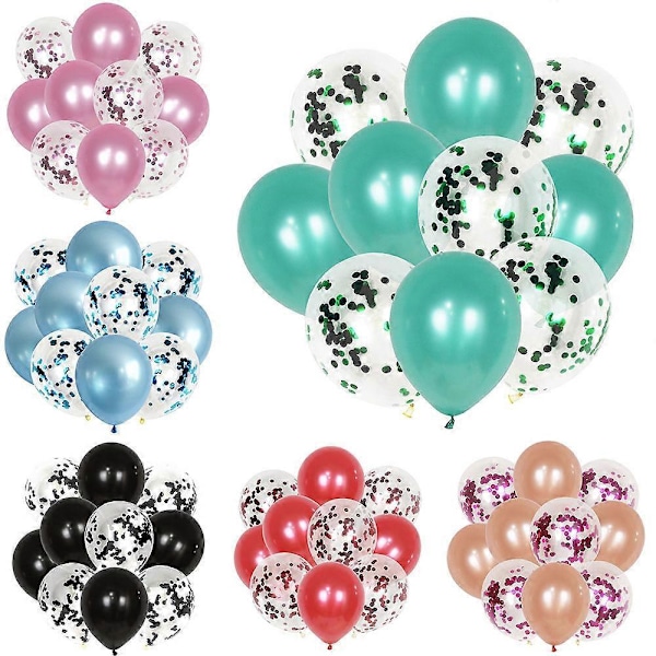 60 Stk. Konfetti Balloner 30cm Gennemsigtige Konfetti Helium Latex Balloner til Børn Pige Kvinder Fødselsdag Bryllup Baby Shower Dåb Fest Dekoration