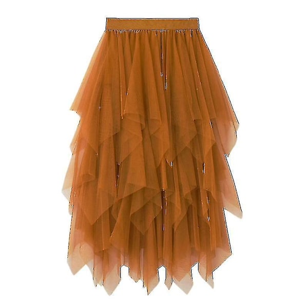 Grå Tulle A-linje Midiskjørt for Kvinner, Elastisk Midje Mesh Langt Skjørt for Ballett, Prom, Fest