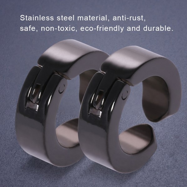 1 par stilige øreklips i rustfritt stål øredobber Øremansjett smykkegave (svart glatt overflate)