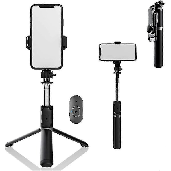 Selfie Stick Tripod, Bærbar Udtrækkelig 3 I 1 Rustfrit Stål Telefon Tripod_SZXM