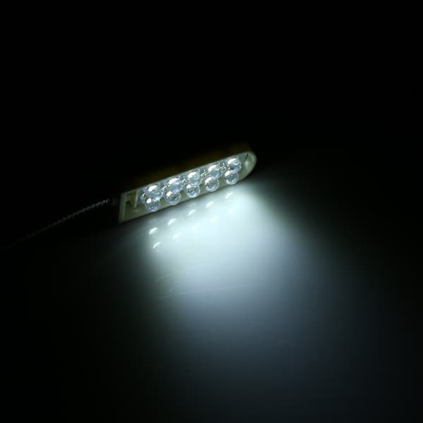 Symaskinslampa med svanhals, magnetisk bas, strömbrytare, flexibel montering (10 LED)