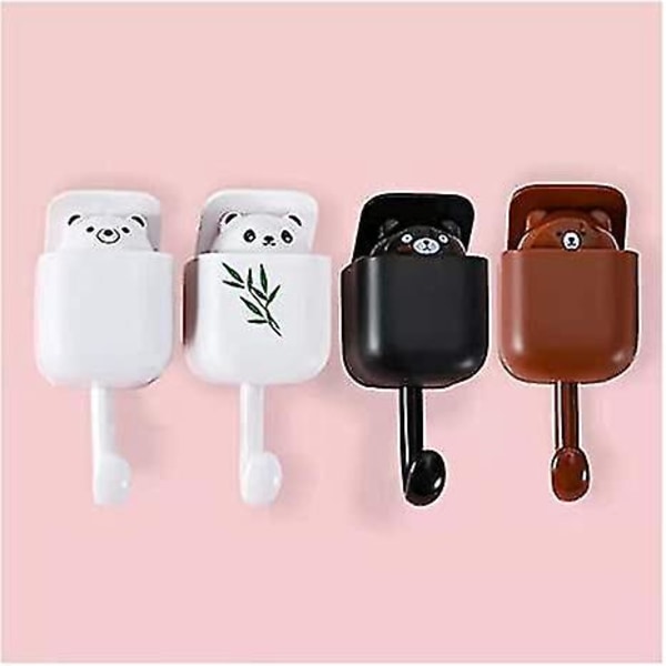 4kpl Söpö Panda Karhu Koukut Seinään Asennettava, Avaimille Takille Kylpytakille Pyyhkeelle 54*50*88mm