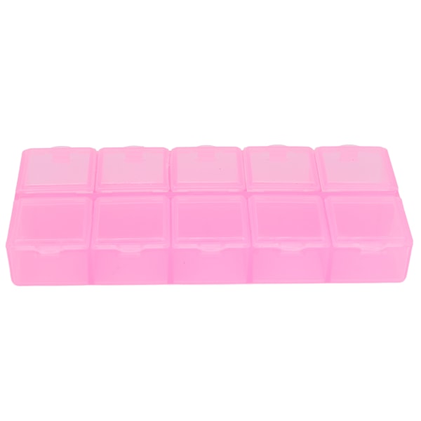 Pärlbehållare 10 fack Hållbar Slitstark Bärbar Transparent Multifunktionell Plast Smycken Organizer Rosa