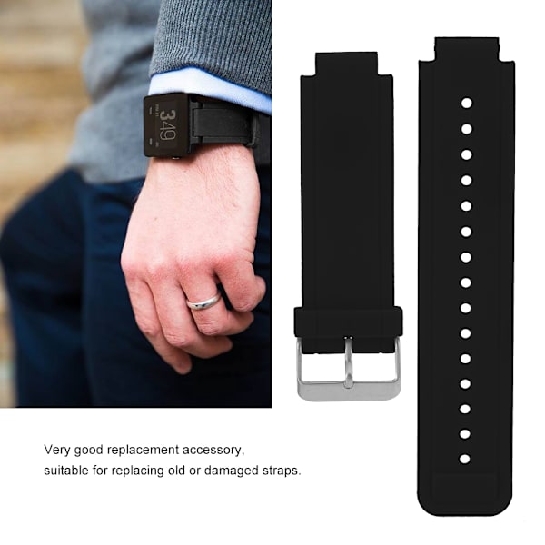 Justerbart kiselgel watch Byte av armbandsur, passform för Garmin Vivoactive (svart)